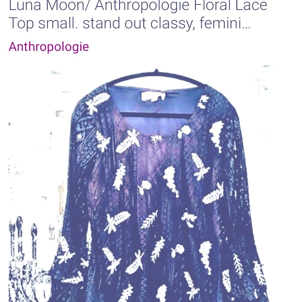 Anthropologie navy white Floral Lace Top/ Blouse
Beautiful delicate high quality